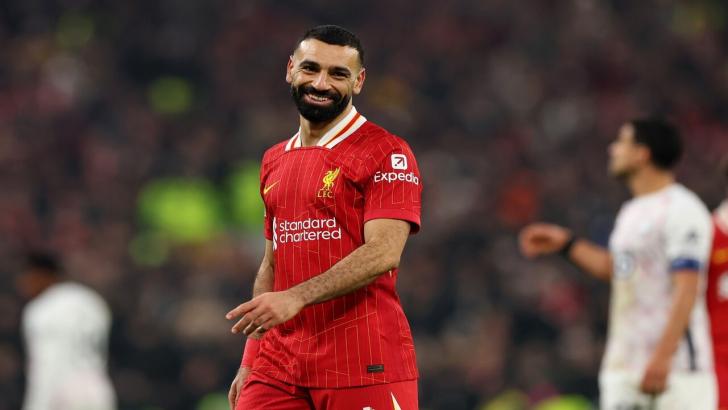 Mo Salah playing for Liverpool